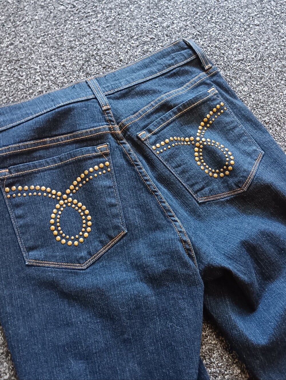 NYDJ Blue Studded Pocket Womens Jeans Size 6P, Bootcut Flare - Picture 5 of 14
